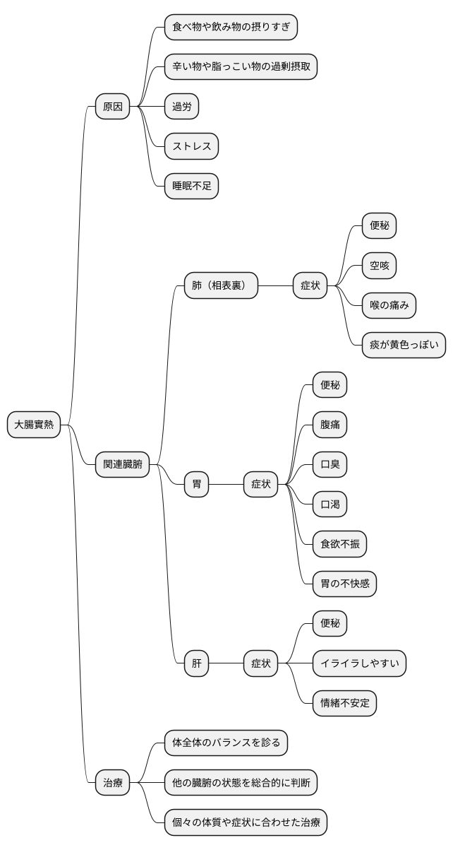 大腸實熱と他の病態との関連性