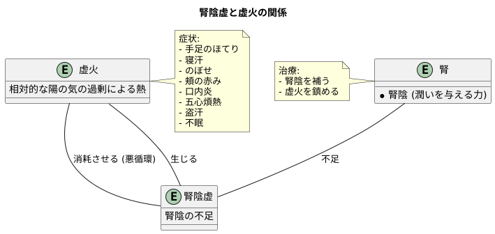 腎陰虚と虚火の関係