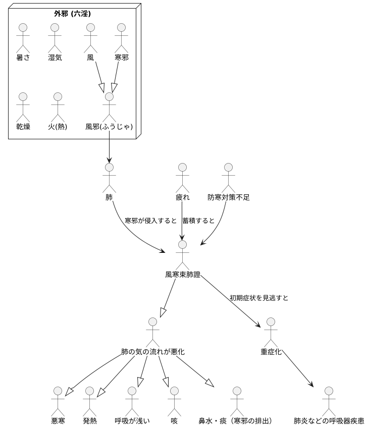風の侵入と肺の不調