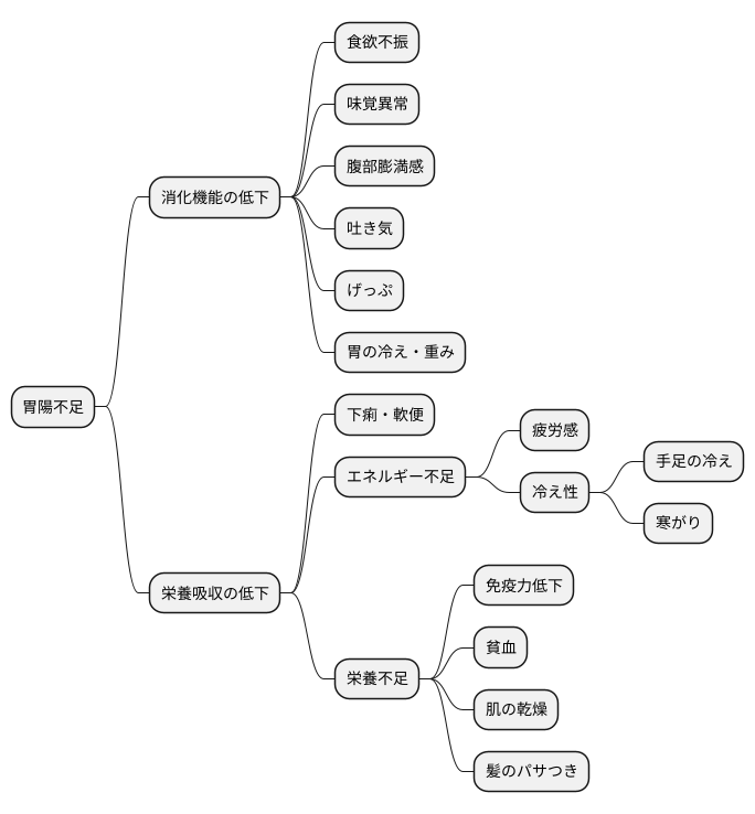 胃陽不足の症状