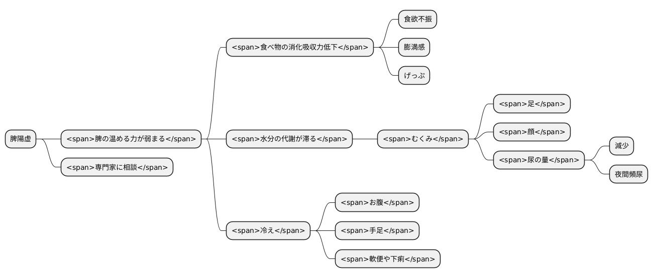脾の病態：脾陽虚