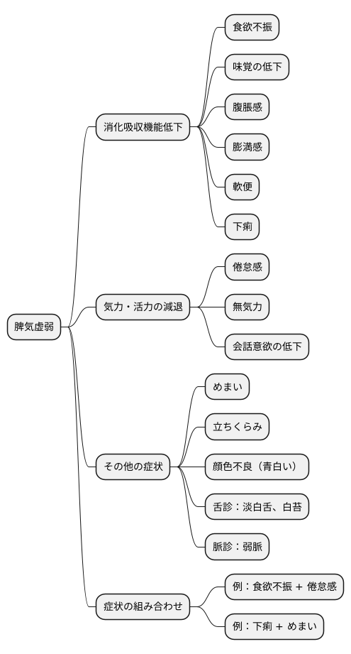 脾気虚弱の他の症状