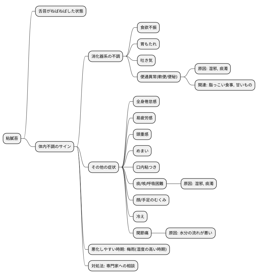 粘膩苔と関連する症状