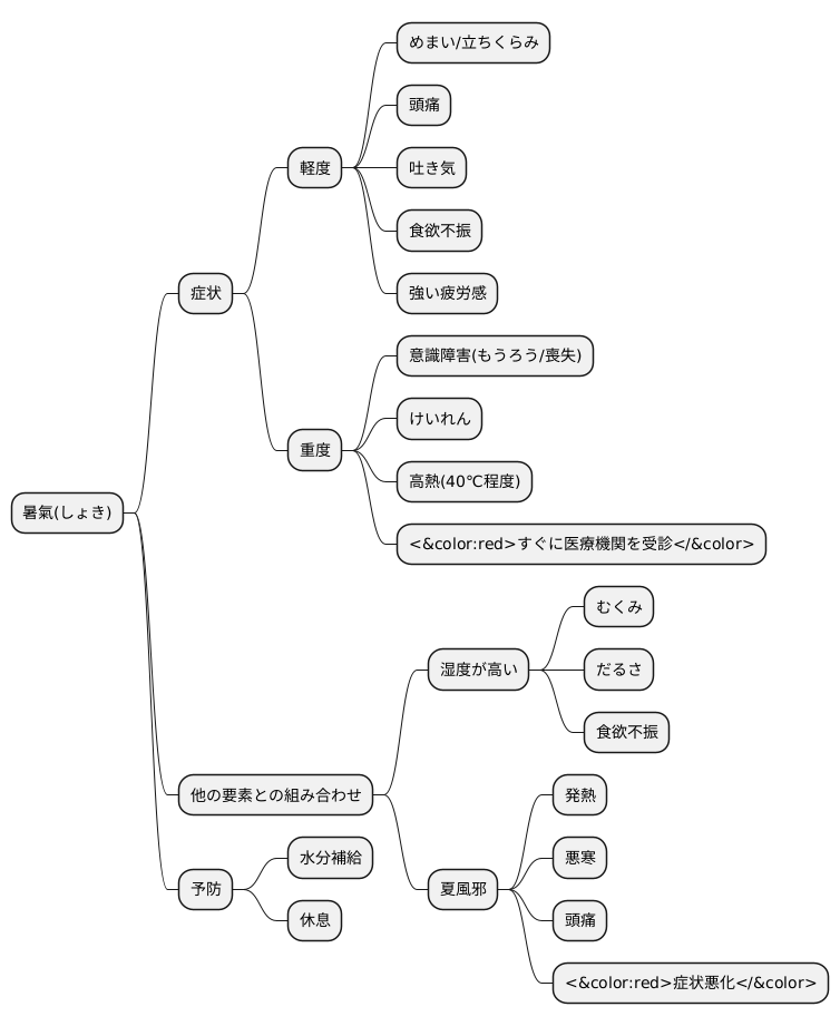 暑氣の症状
