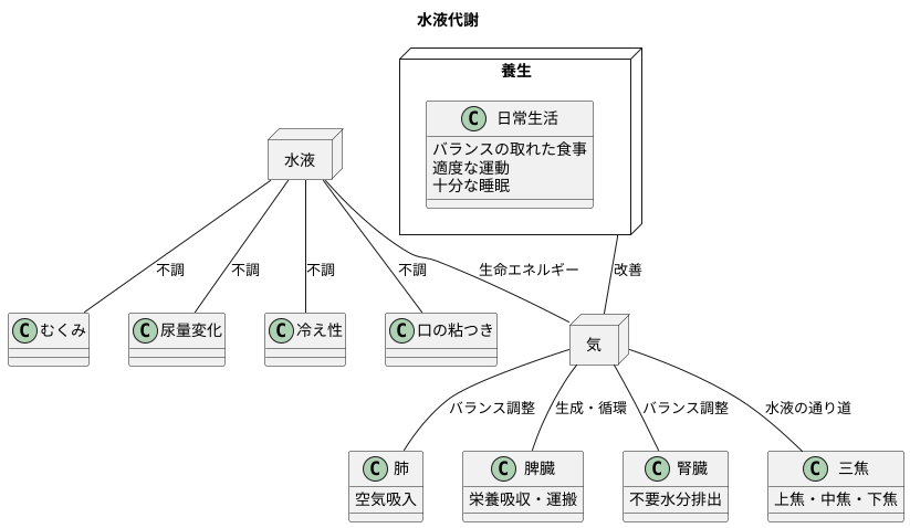 東洋医学における体の水分代謝