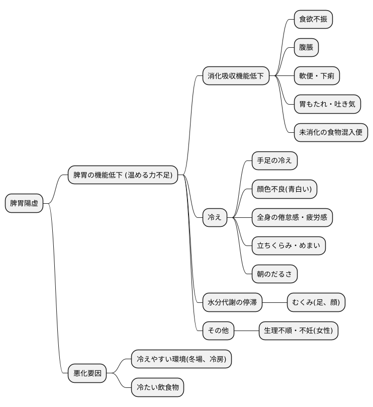 脾胃陽虚の症状